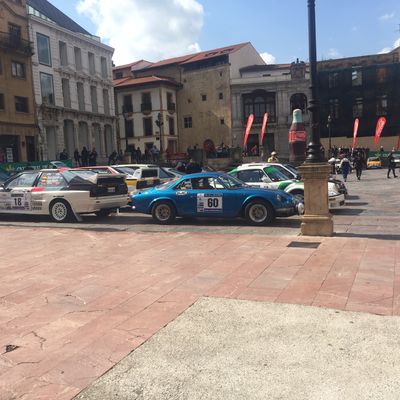 Blue rally car engine bay